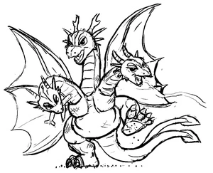 Página para Colorir Adorável Rei Ghidorah