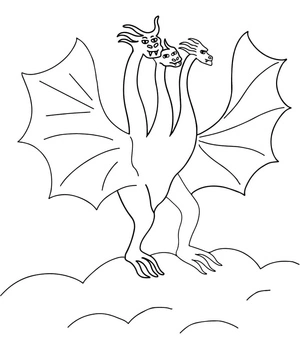 Página para Colorir Ghidorah Básico
