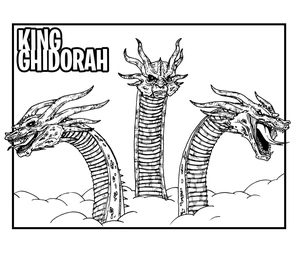 Página para Colorir Dragão Ghidorah
