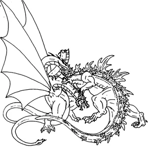 Página para Colorir Godzilla enfrentando King Ghidorah