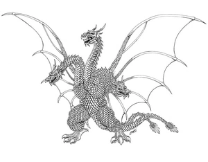 Página para Colorir Incrível Ghidorah