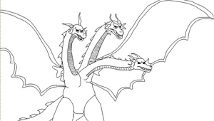 Página para Colorir Página para Colorir do Ghidorah para Imprimir