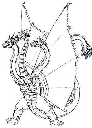 Página para Colorir Ghidorah Robótico