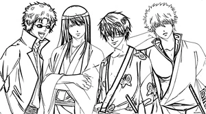 Página para Colorir Página para Colorir de Anime: Personagens de Gintama