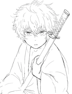 Página para Colorir Gintoki do anime Gintama