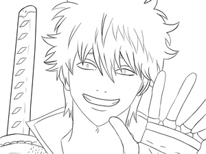 Página para Colorir Gintoki Sakata no anime Gintama