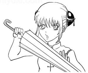 Página para Colorir Kagura do anime Gintama