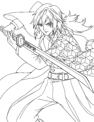 Giyu Tomioka empunhando uma espada