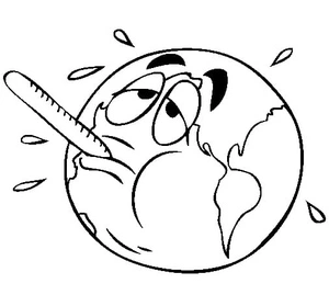 Terra com termômetro, fácil aquecimento global coloring page, free printable