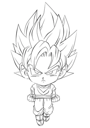 Página para Colorir Chibi Goku Furioso