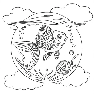 Página para Colorir Página de Colorir de Peixinho Dourado Adorável para Crianças