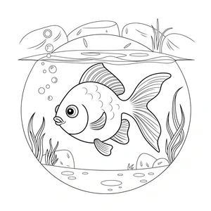 Página para Colorir Peixinho Dourado Adorável