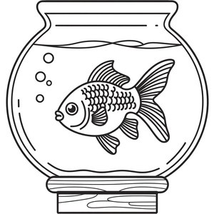 Página para Colorir de Peixinho Dourado