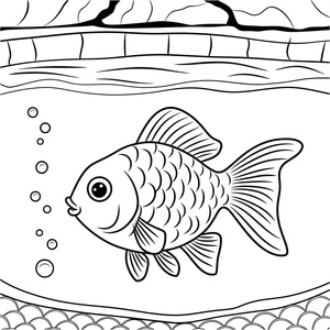 Página para Colorir Peixe-dourado nadando