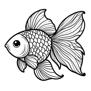 Página para Colorir Peixe-dourado com cauda em leque