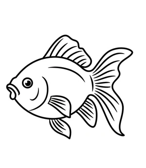 Página para Colorir Ilustração de Cena de Peixe Dourado