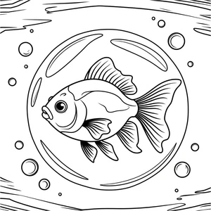 Página para Colorir Peixinho Dourado Simples