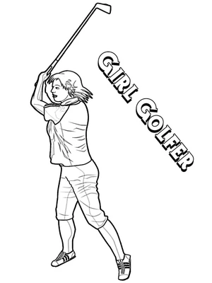 Página para Colorir Garota Golfista