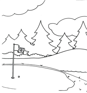 Página para Colorir de Campo de Golfe para Imprimir