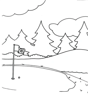 Página para Colorir Página para Colorir de Campo de Golfe para Imprimir