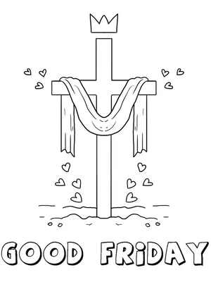 Página para Colorir Imagem da Cruz da Sexta-feira Santa