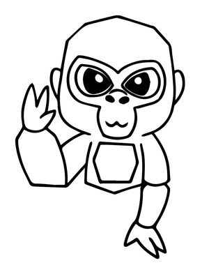 Gorila acenando, fácil página para colorir Gorilla Tag, imprimível gratuito