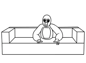 Gorila em uma plataforma, página de colorir Gorilla Tag média, imprimível grátis