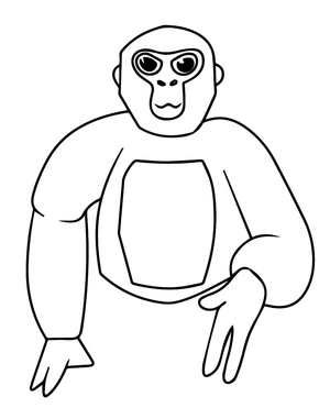 Gorila em pose divertida, easy Gorilla Tag coloring page, free printable