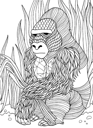 Página para Colorir Design de Imagem de Gorila