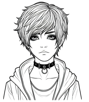 Página para Colorir Um Garoto com Estilo Gótico