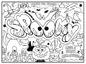 Página para Colorir Arte de Rua de Halloween