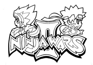 Página para Colorir Grafite Ninja Japonês