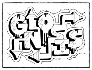 Página para Colorir Caligrafia Única do Artista de Rua