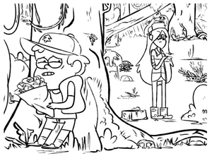 Página para Colorir Dipper e Wendy de Gravity Falls