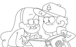 Página para Colorir Mabel e Dipper de Gravity Falls