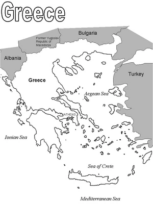 Página para Colorir Mapa da Grécia para Imprimir Grátis