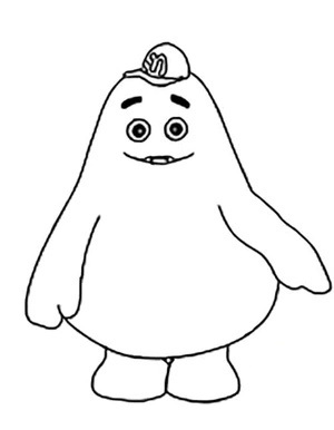 Grimace sorrindo, fácil careta coloring page, free printable