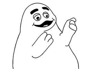 Grimace sorrindo, fácil careta página para colorir, grátis para imprimir