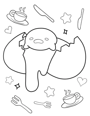 Página para Colorir Página para Colorir do Gudetama para Imprimir