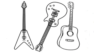 Página para Colorir Página para Colorir Três Guitarras