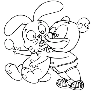 Página para Colorir Página para Colorir de Ursinho de Goma e Coelhinho