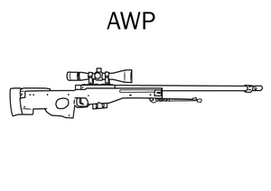 Página para Colorir Arma de Assalto AWP