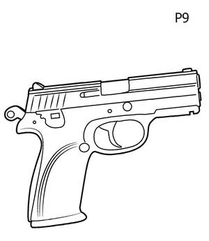 Página para Colorir Pistola P9