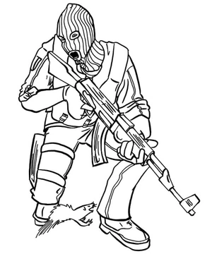 Página para Colorir Terrorista Armado