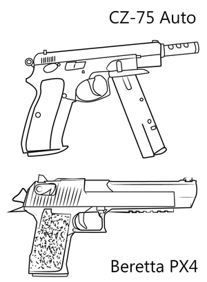 Página para Colorir Armas de Fogo para Imprimir