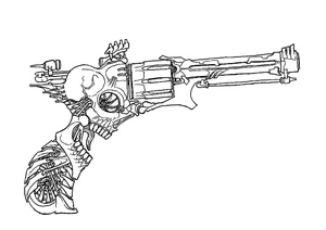 Página para Colorir Caveira e Arma