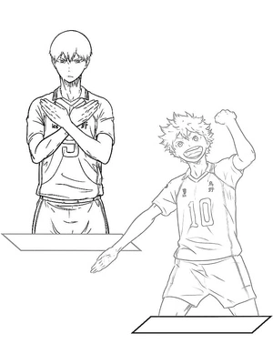 Página para Colorir Tobio Kageyama e Shoyo Hinata do anime Haikyuu