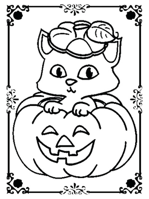 Desenho para Colorir de Gato de Halloween para Imprimir