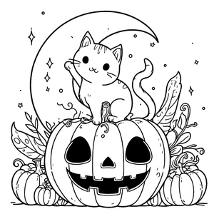 Página para Colorir de Gato de Halloween para Imprimir