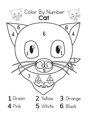 Página para Colorir Colorir por Número Gato Fofo de Halloween